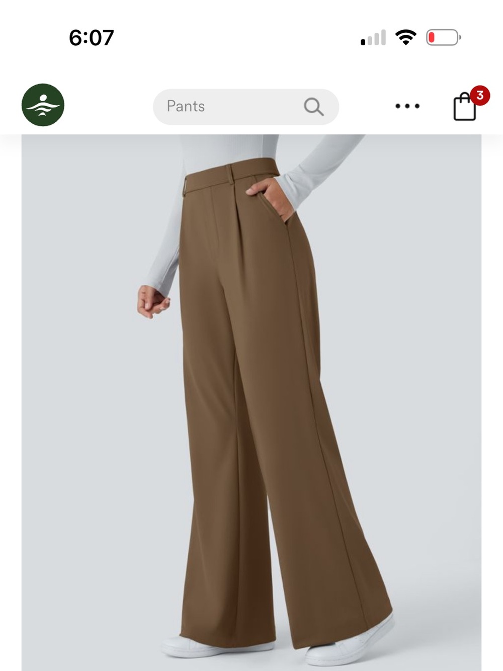Halara Wide-Leg High-Waist Pants in Brown